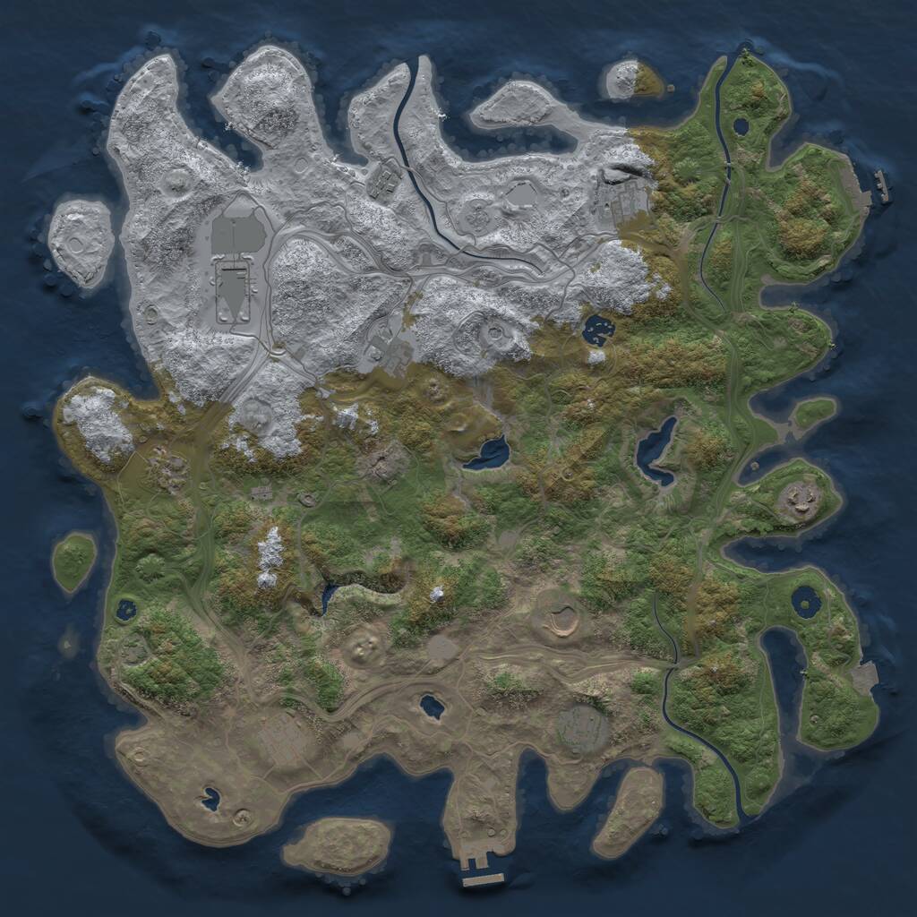Rust Map: Procedural Map, Size: 4500, Seed: 1048400269, 16 Monuments
