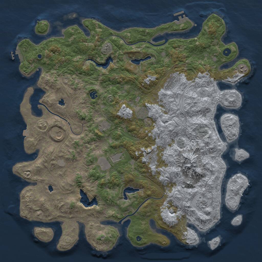 Rust Map: Procedural Map, Size: 5000, Seed: 743789, 16 Monuments