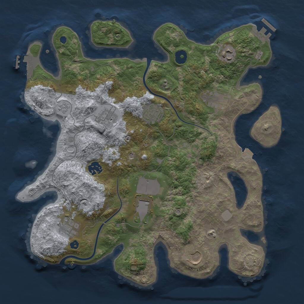 Rust Map: Procedural Map, Size: 3500, Seed: 366935267, 14 Monuments