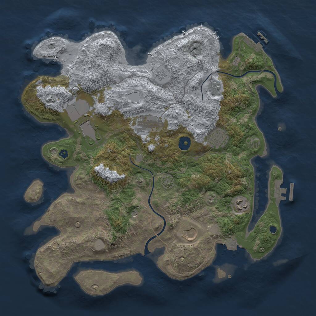 Rust Map: Procedural Map, Size: 3600, Seed: 62554519, 12 Monuments