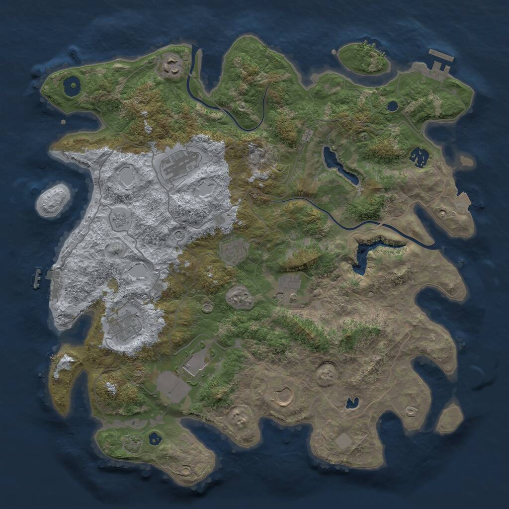 Rust Map: Procedural Map, Size: 4000, Seed: 2120638029, 14 Monuments
