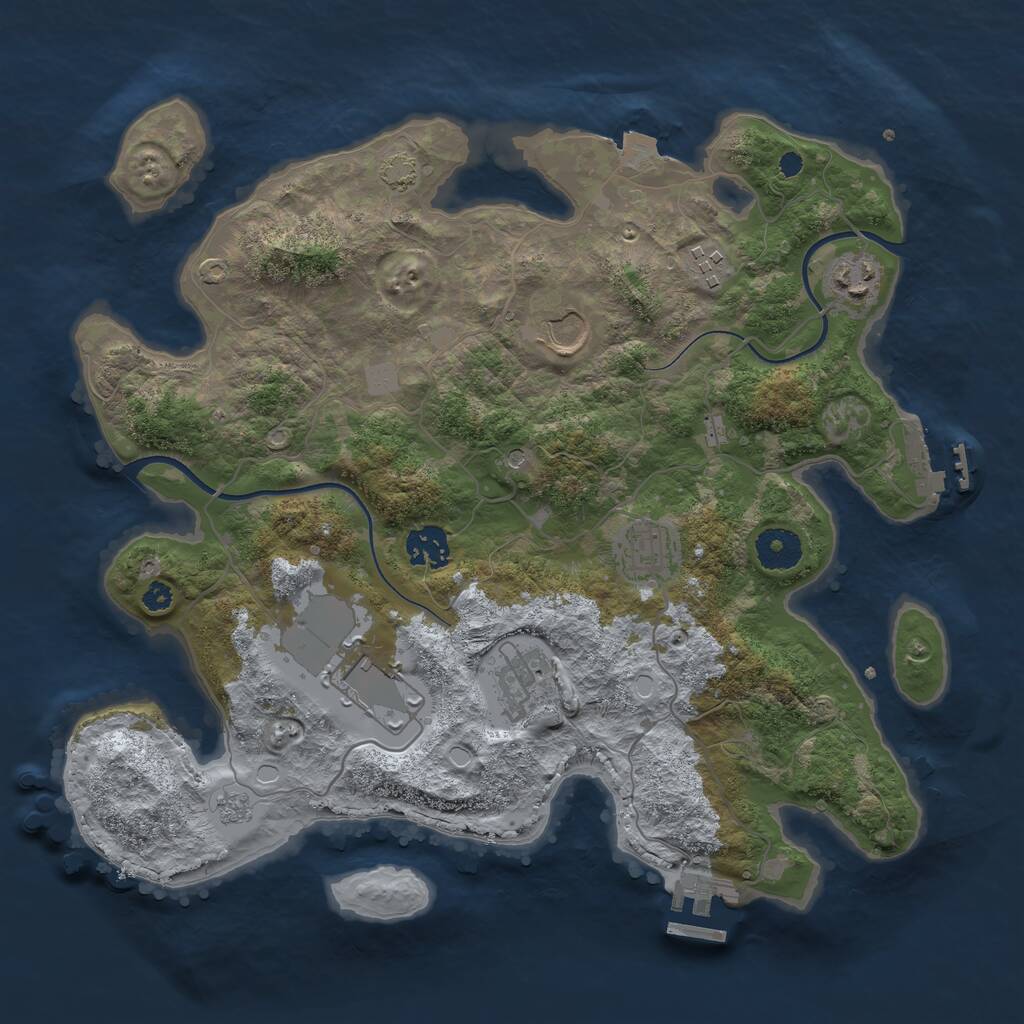 Rust Map: Procedural Map, Size: 3500, Seed: 646108140, 13 Monuments