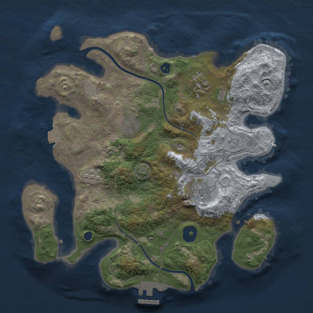 Rust Map: Procedural Map, Size: 3000, Seed: 12688716, 9 Monuments