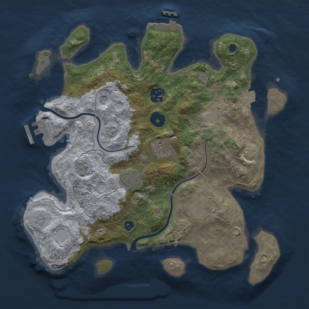 Rust Map: Procedural Map, Size: 3150, Seed: 648270, 11 Monuments