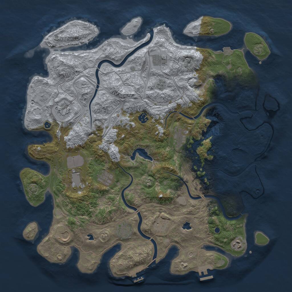 Rust Map: Procedural Map, Size: 4500, Seed: 1074845970, 17 Monuments