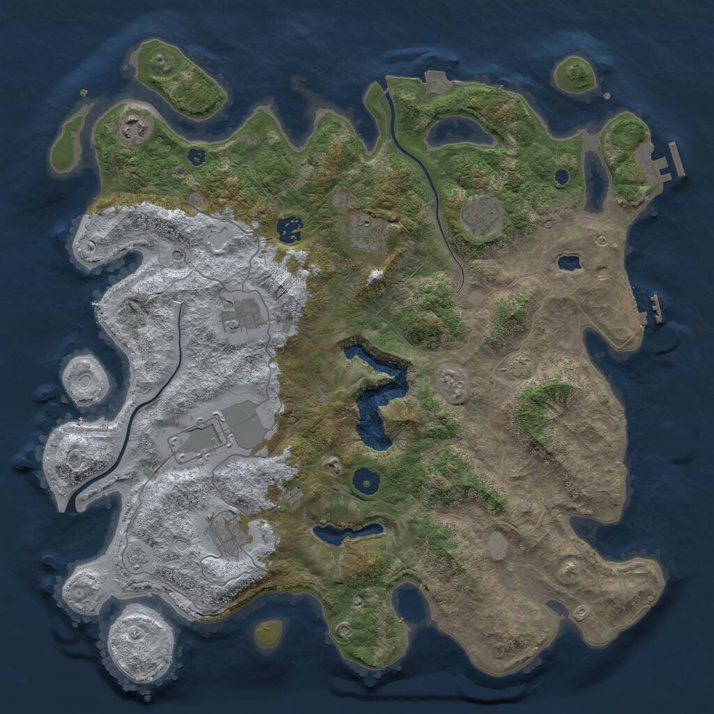 Rust Map: Procedural Map, Size: 4000, Seed: 421999907, 13 Monuments