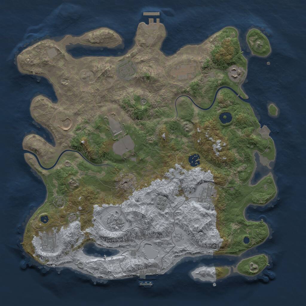 Rust Map: Procedural Map, Size: 3800, Seed: 1243974631, 16 Monuments