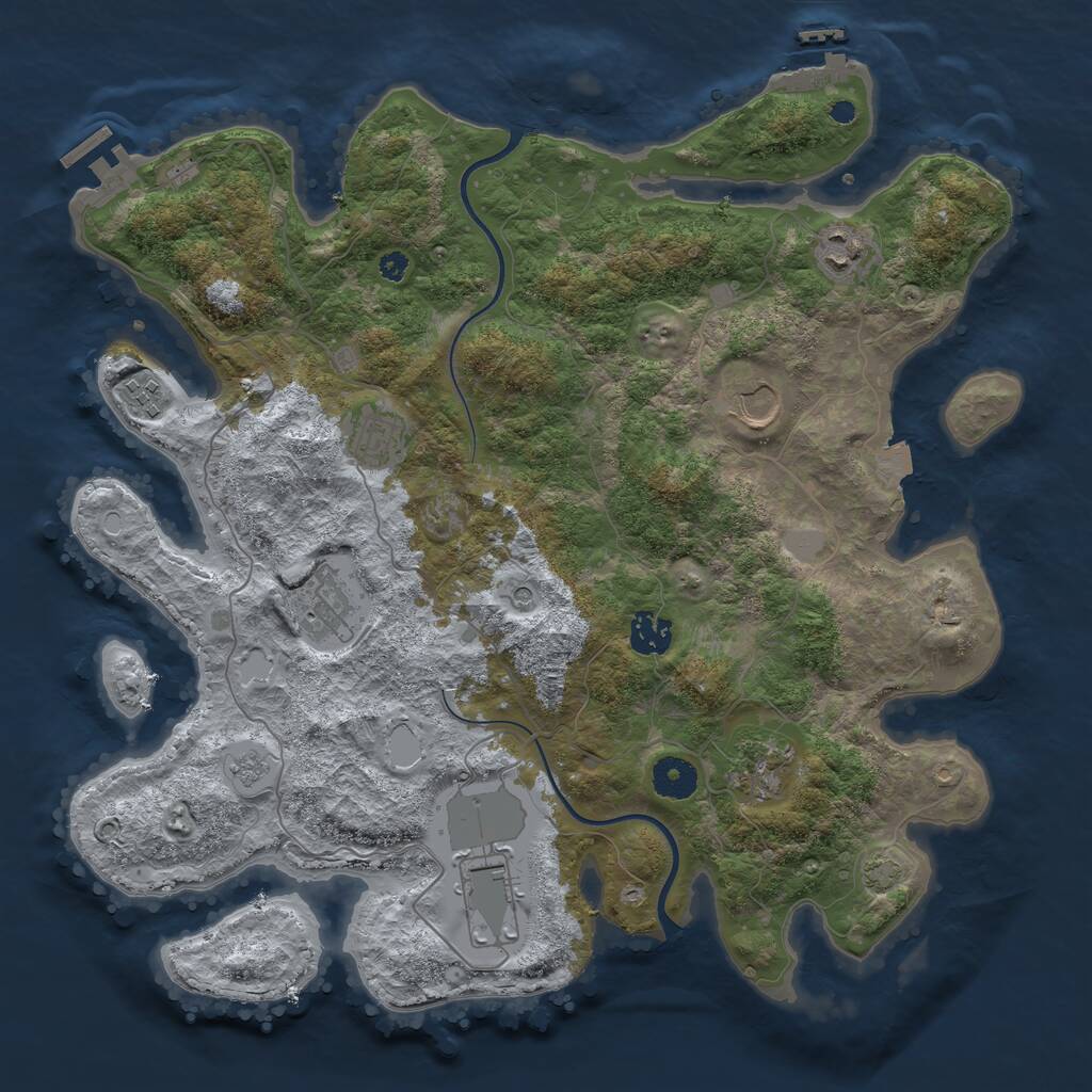 Rust Map: Procedural Map, Size: 3750, Seed: 1224544465, 14 Monuments
