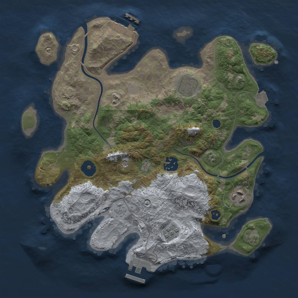 Rust Map: Procedural Map, Size: 3000, Seed: 5146, 10 Monuments
