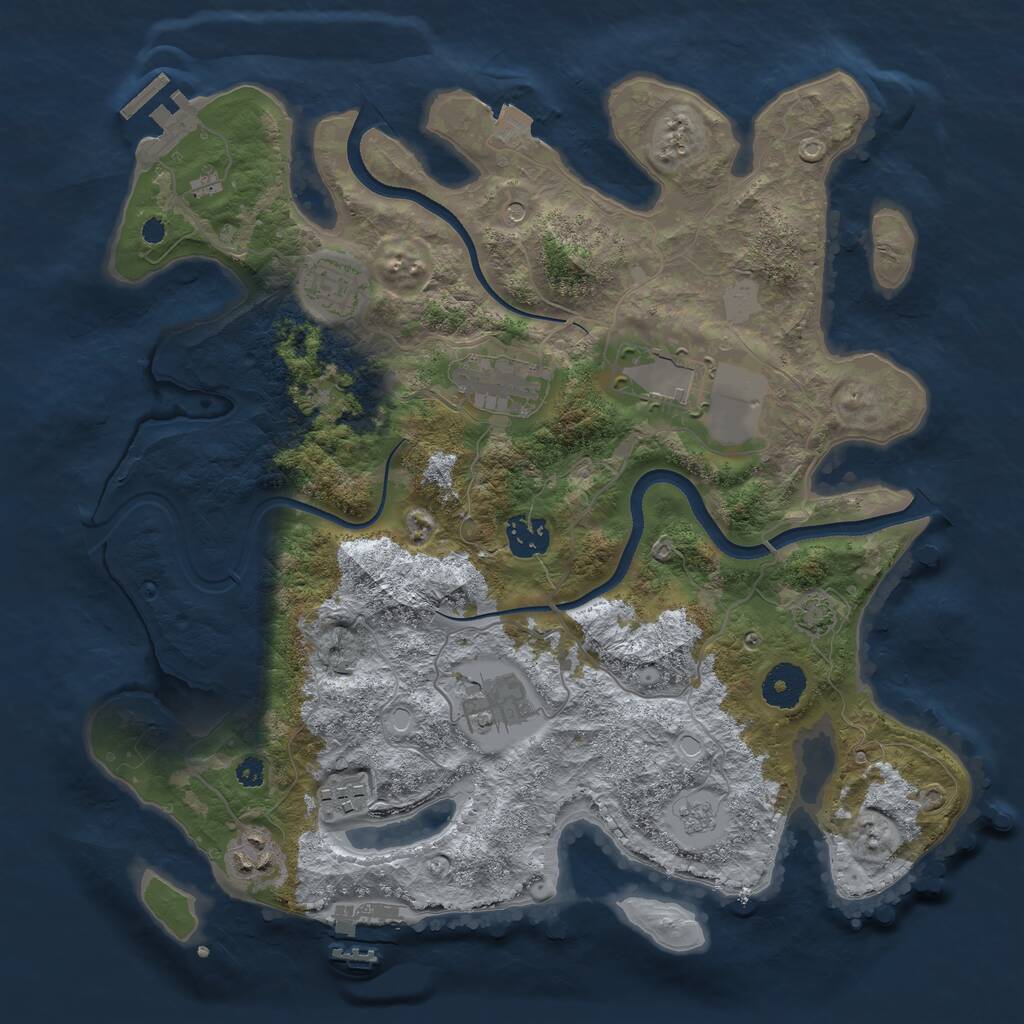 Rust Map: Procedural Map, Size: 3500, Seed: 692356, 13 Monuments
