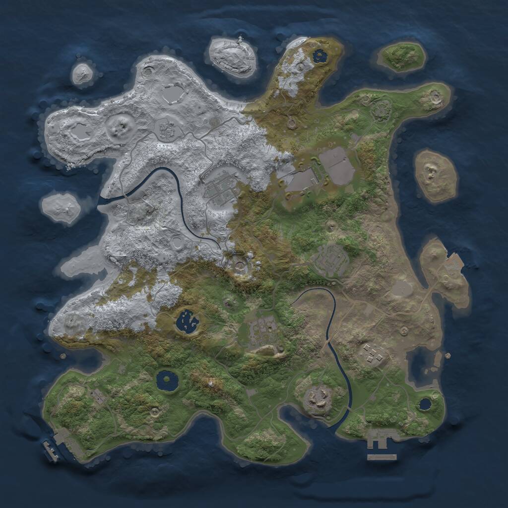 Rust Map: Procedural Map, Size: 3500, Seed: 1308590644, 13 Monuments