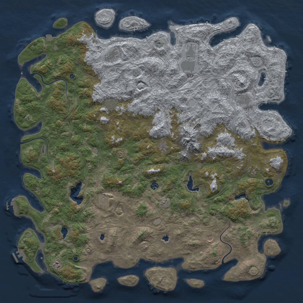 Rust Map: Procedural Map, Size: 6000, Seed: 39177, 17 Monuments