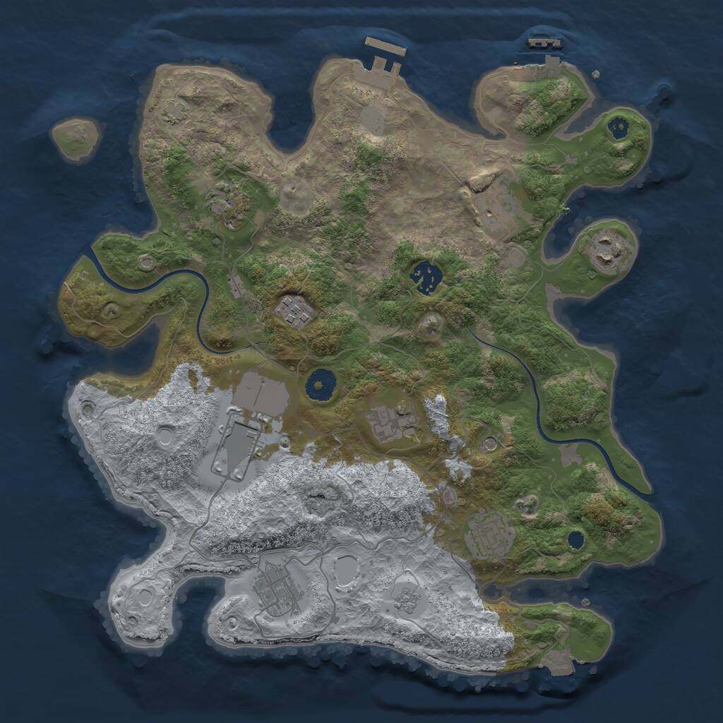 Rust Map: Procedural Map, Size: 3500, Seed: 1661488982, 15 Monuments