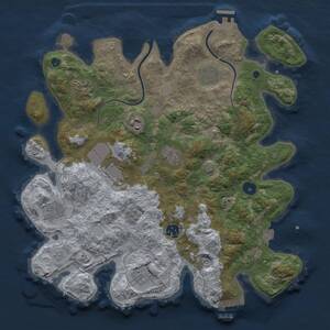 Thumbnail Rust Map: Procedural Map, Size: 3700, Seed: 1849585885, 15 Monuments