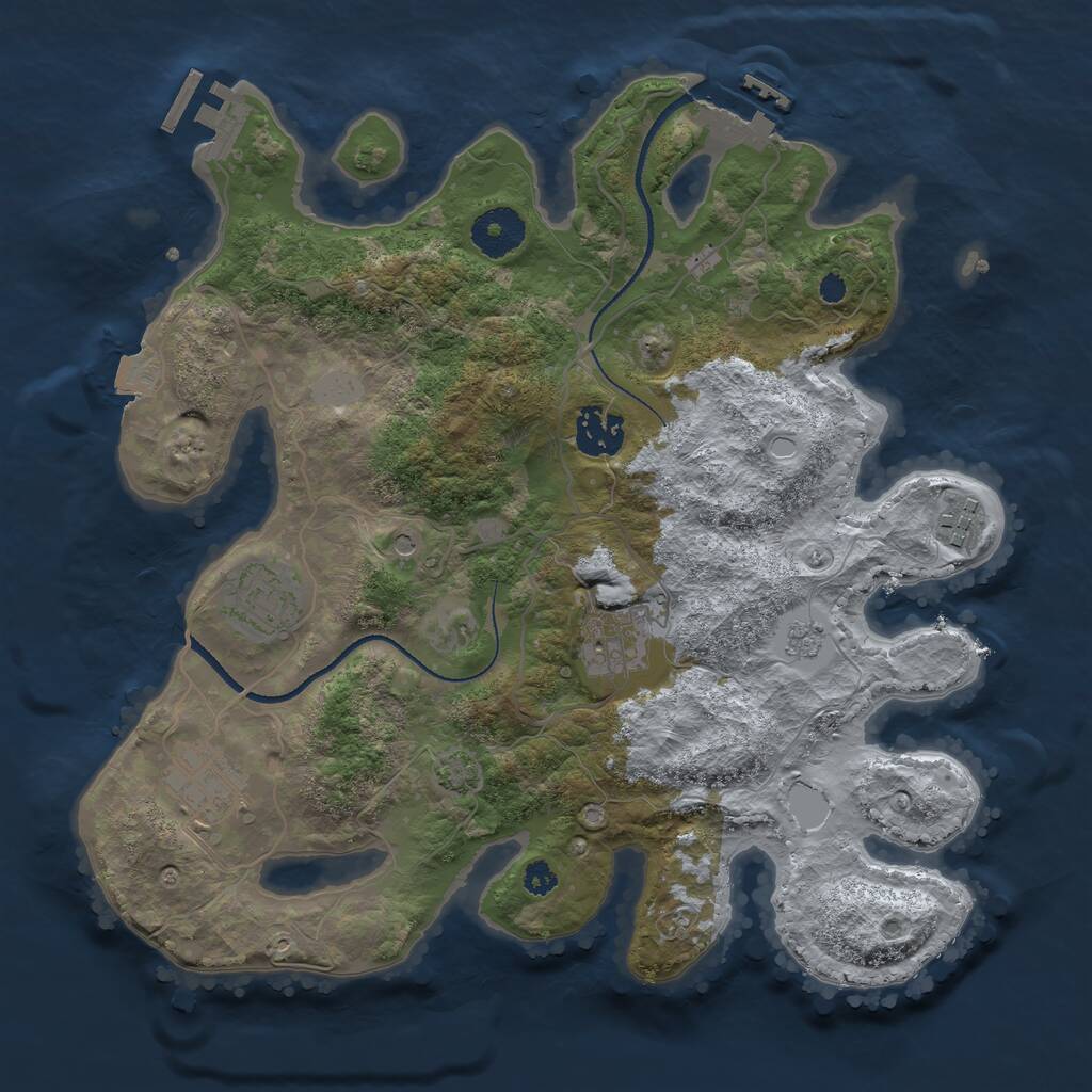 Rust Map: Procedural Map, Size: 3250, Seed: 909767827, 11 Monuments