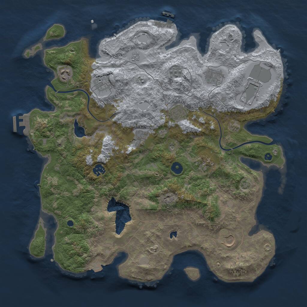 Rust Map: Procedural Map, Size: 4000, Seed: 1017225850, 16 Monuments