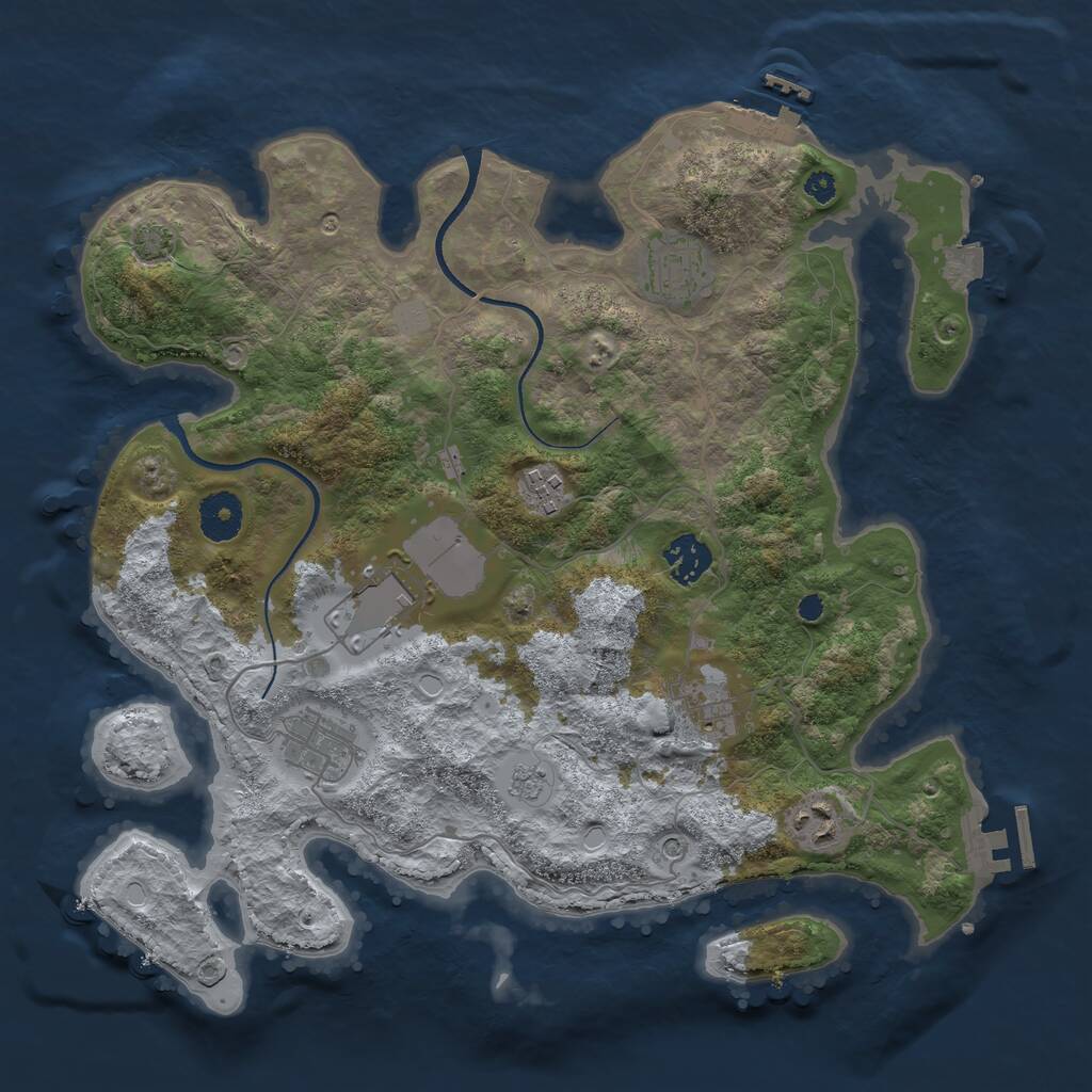 Rust Map: Procedural Map, Size: 3500, Seed: 59797040, 13 Monuments