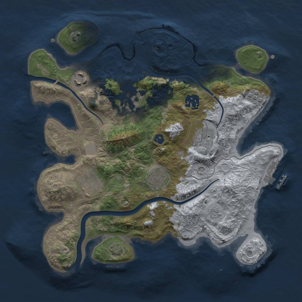 Rust Map: Procedural Map, Size: 3000, Seed: 8543, 12 Monuments