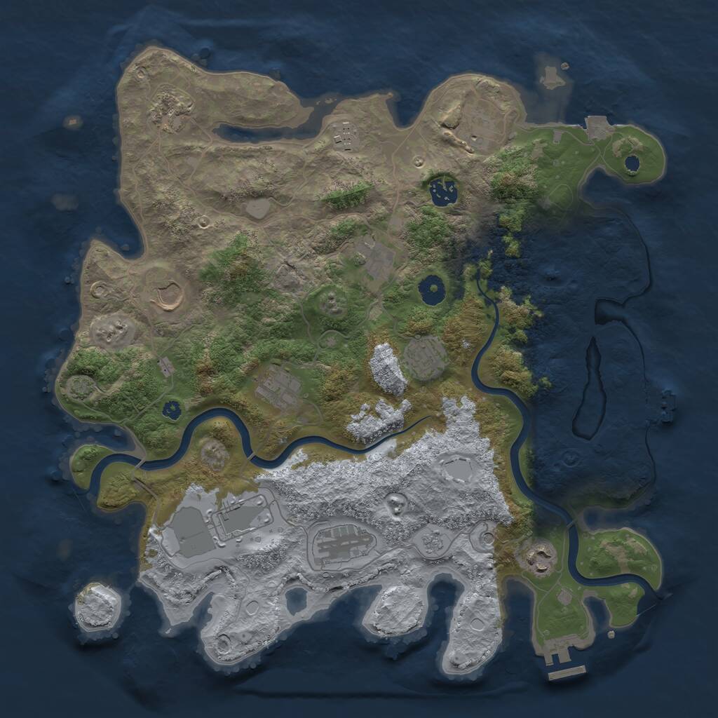 Rust Map: Procedural Map, Size: 3850, Seed: 15488645, 17 Monuments