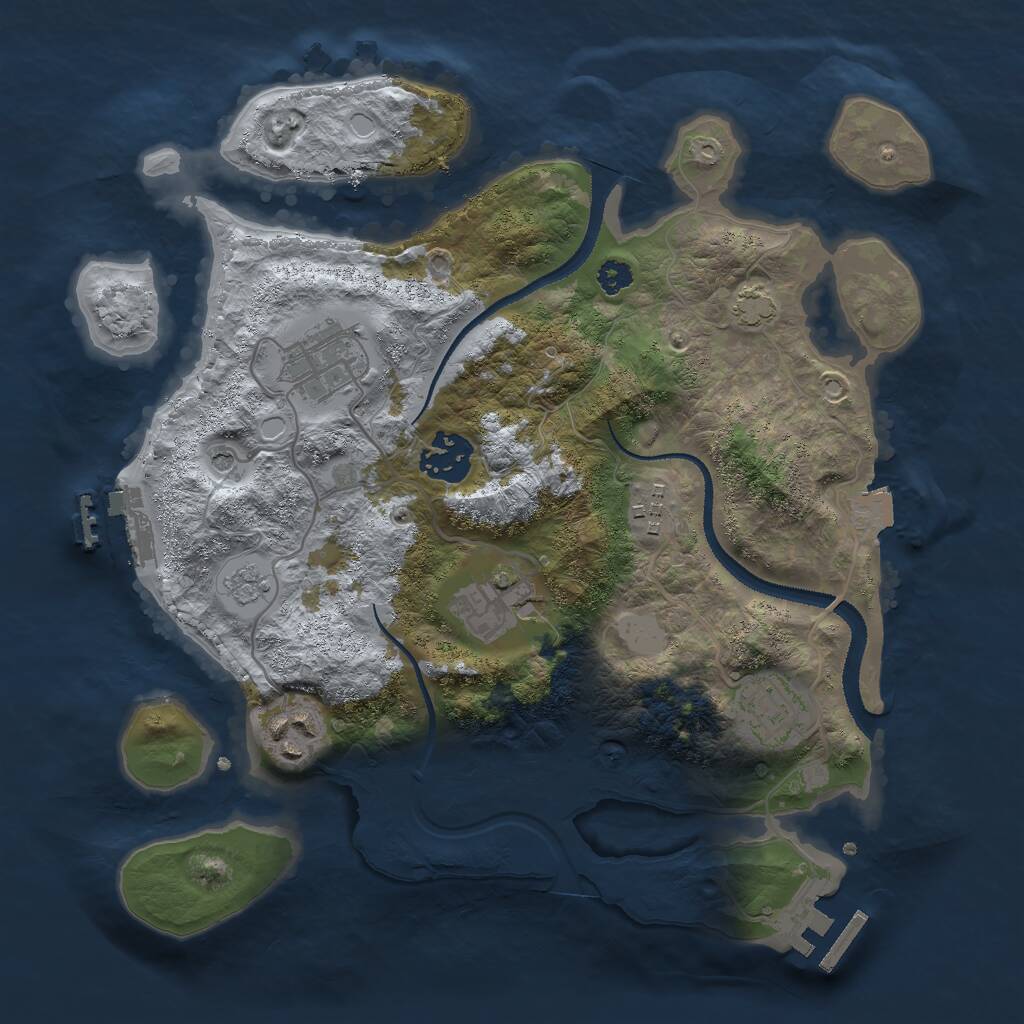 Rust Map: Procedural Map, Size: 3000, Seed: 2137178878, 12 Monuments