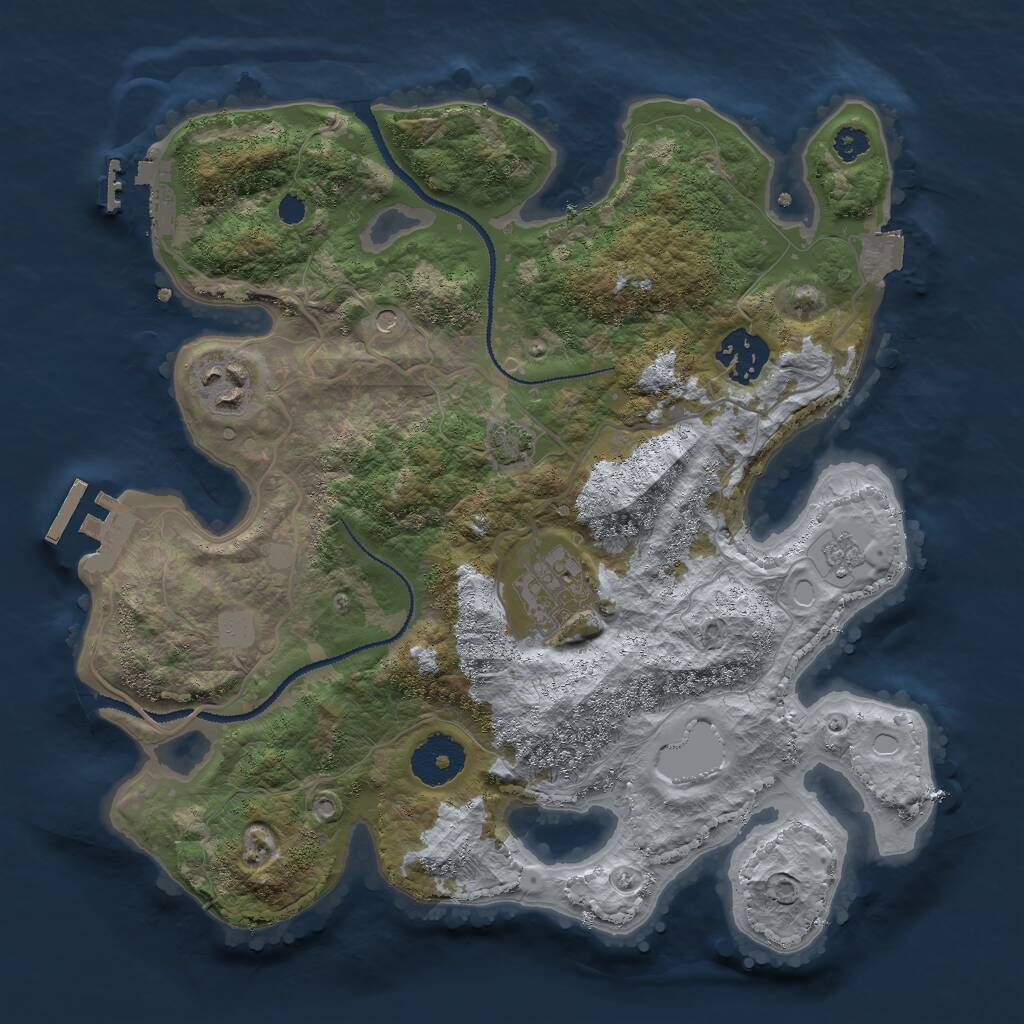 Rust Map: Procedural Map, Size: 3000, Seed: 1149817375, 9 Monuments