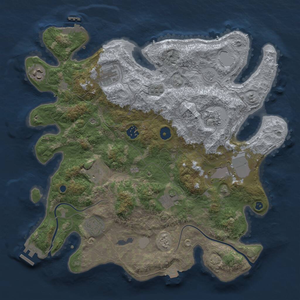 Rust Map: Procedural Map, Size: 3750, Seed: 1501974508, 15 Monuments