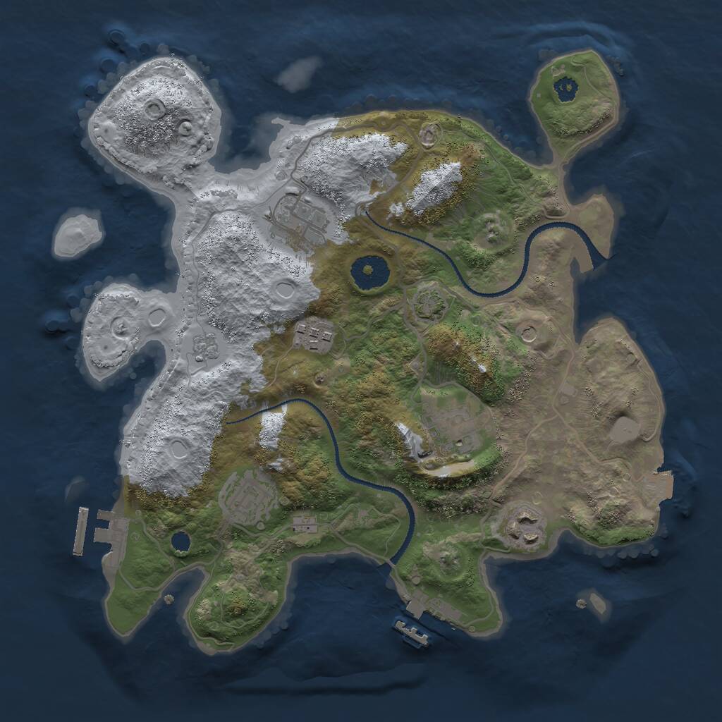 Rust Map: Procedural Map, Size: 3000, Seed: 1519936814, 11 Monuments