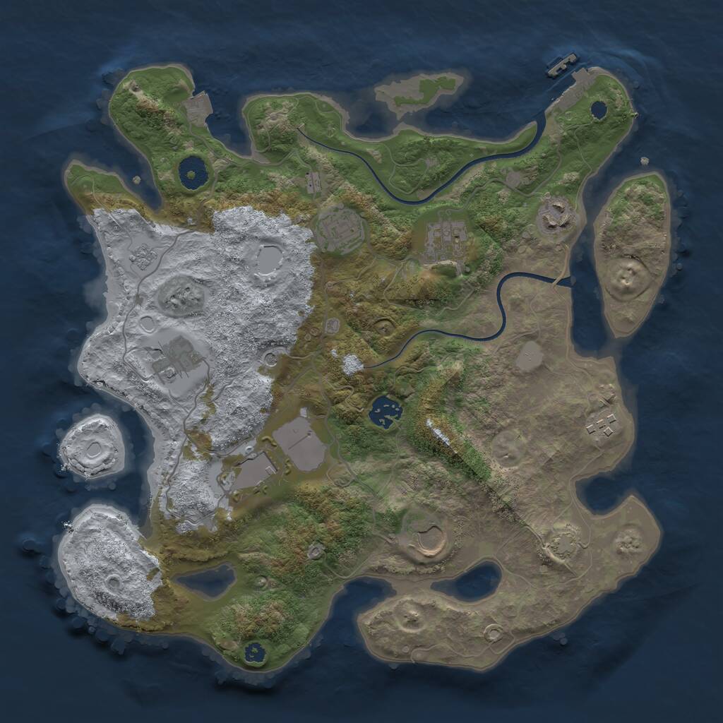 Rust Map: Procedural Map, Size: 3500, Seed: 1277030677, 13 Monuments