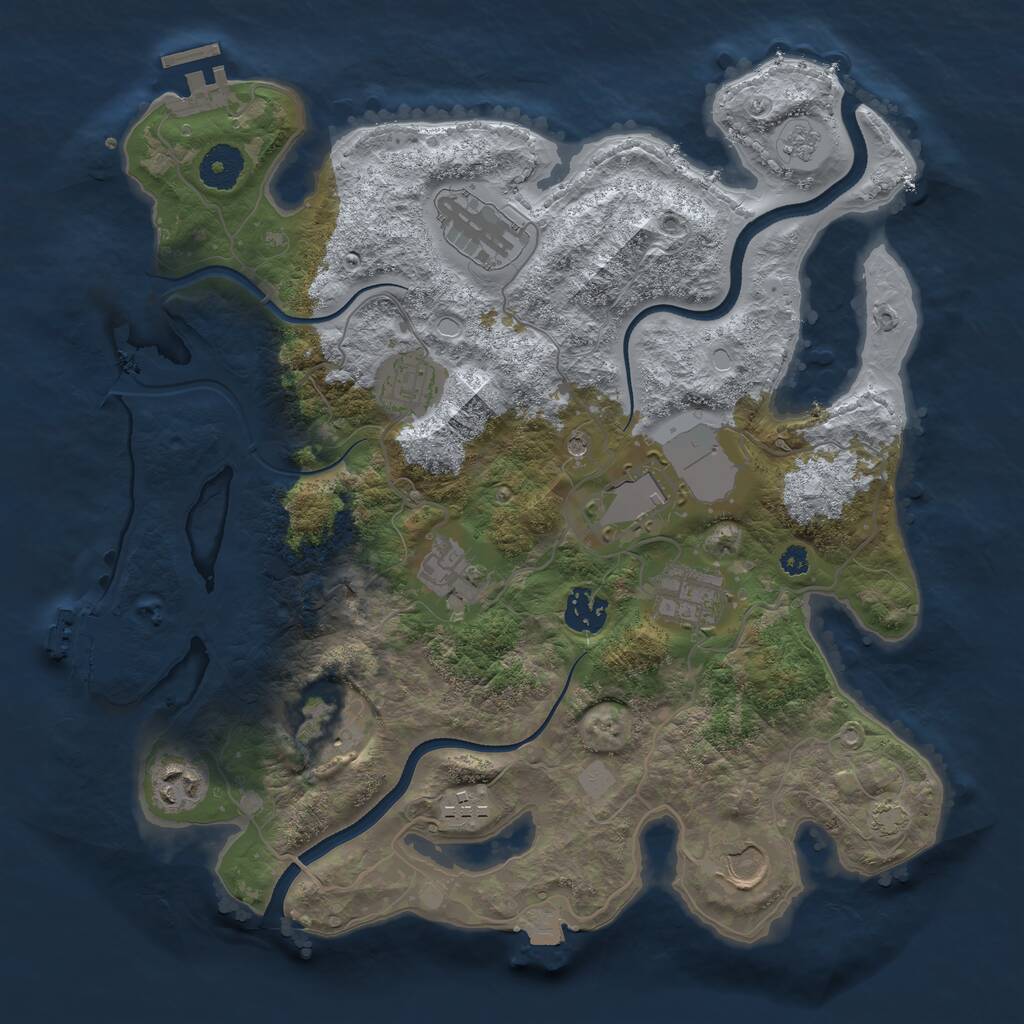 Rust Map: Procedural Map, Size: 3500, Seed: 902147896, 16 Monuments
