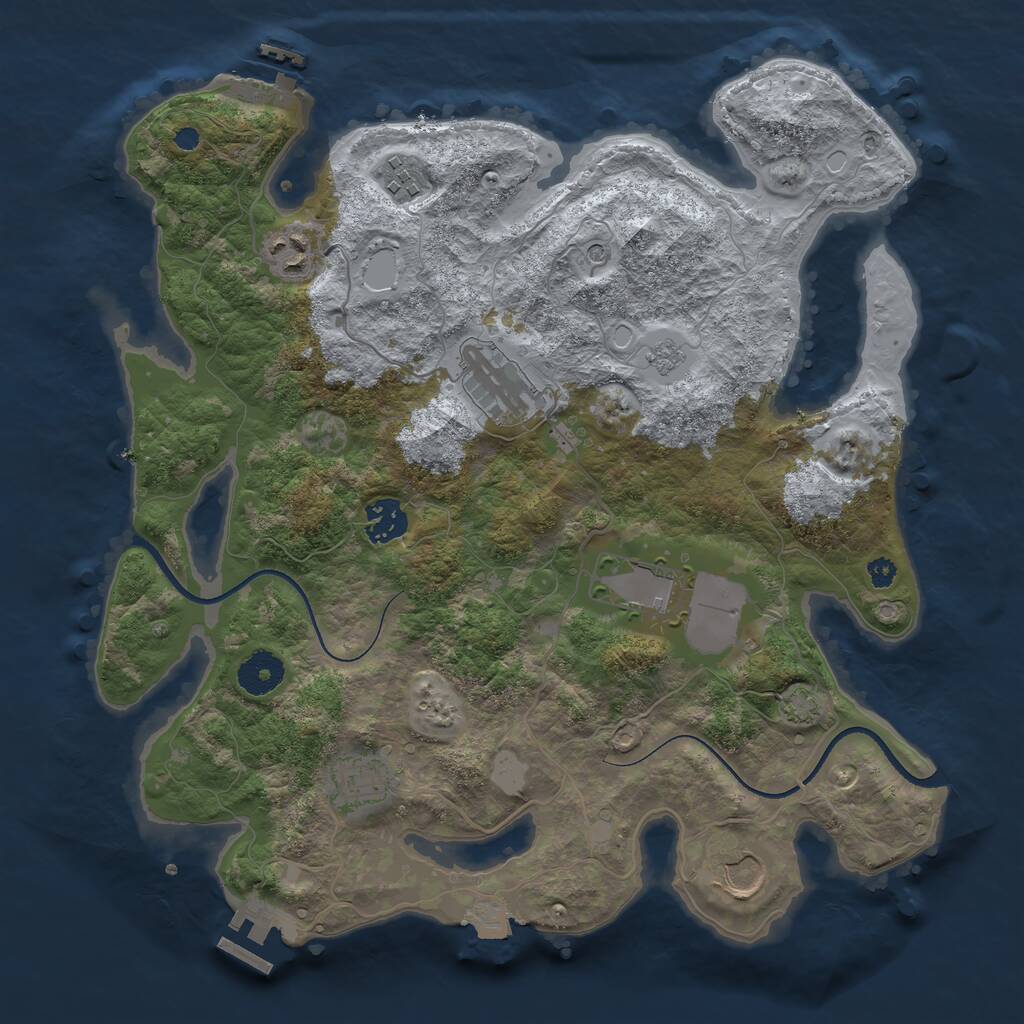 Rust Map: Procedural Map, Size: 3500, Seed: 902147896, 13 Monuments