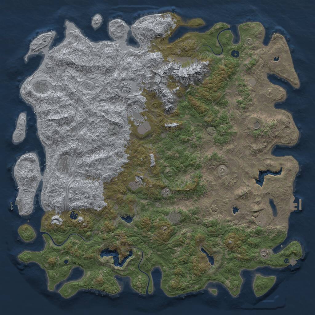 Rust Map: Procedural Map, Size: 6000, Seed: 784306612, 17 Monuments