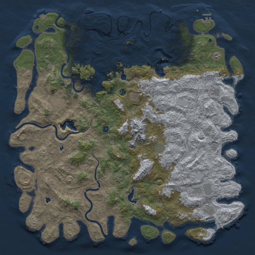 Rust Map: Procedural Map, Size: 6000, Seed: 72864, 17 Monuments