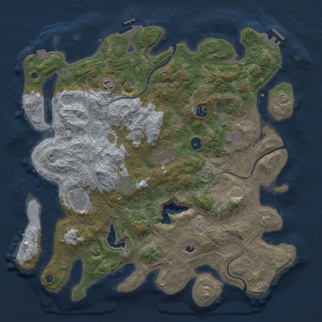 Rust Map: Procedural Map, Size: 4250, Seed: 74088, 13 Monuments