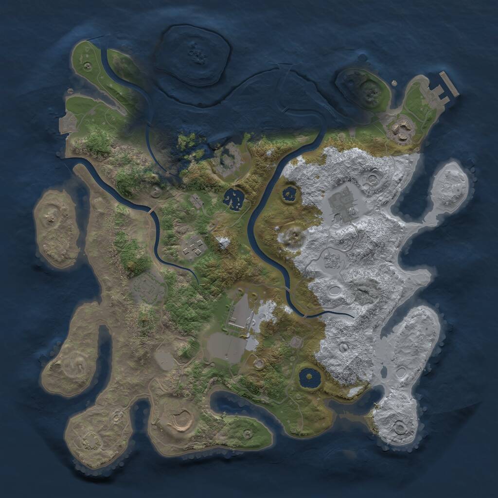 Rust Map: Procedural Map, Size: 3500, Seed: 3874823, 13 Monuments
