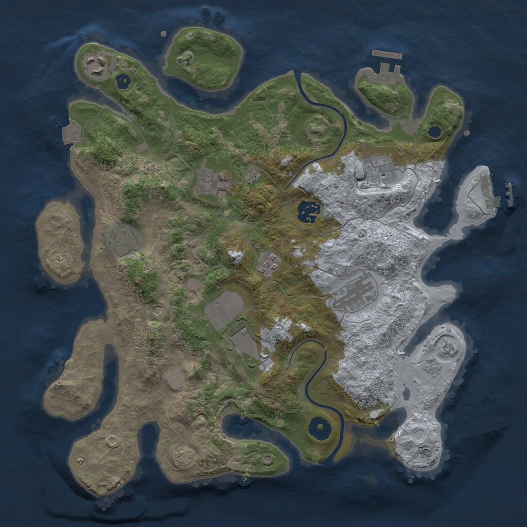 Rust Map: Procedural Map, Size: 3500, Seed: 3874823, 14 Monuments