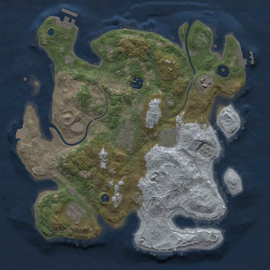 Rust Map: Procedural Map, Size: 3250, Seed: 617962397, 12 Monuments