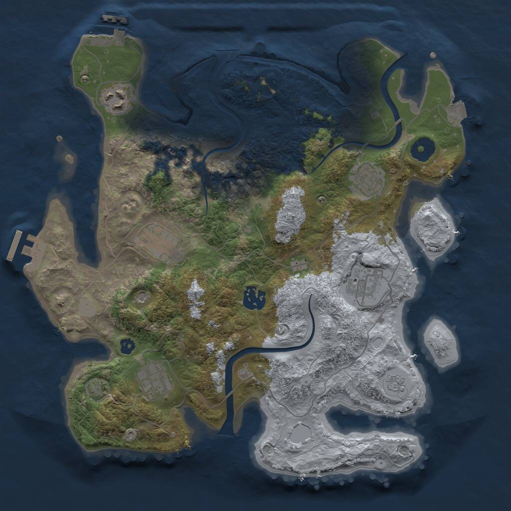 Rust Map: Procedural Map, Size: 3250, Seed: 617962397, 13 Monuments