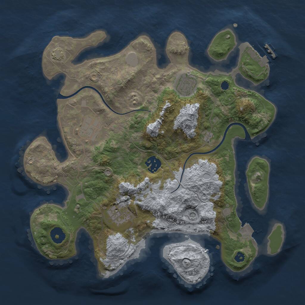 Rust Map: Procedural Map, Size: 3000, Seed: 800815, 8 Monuments