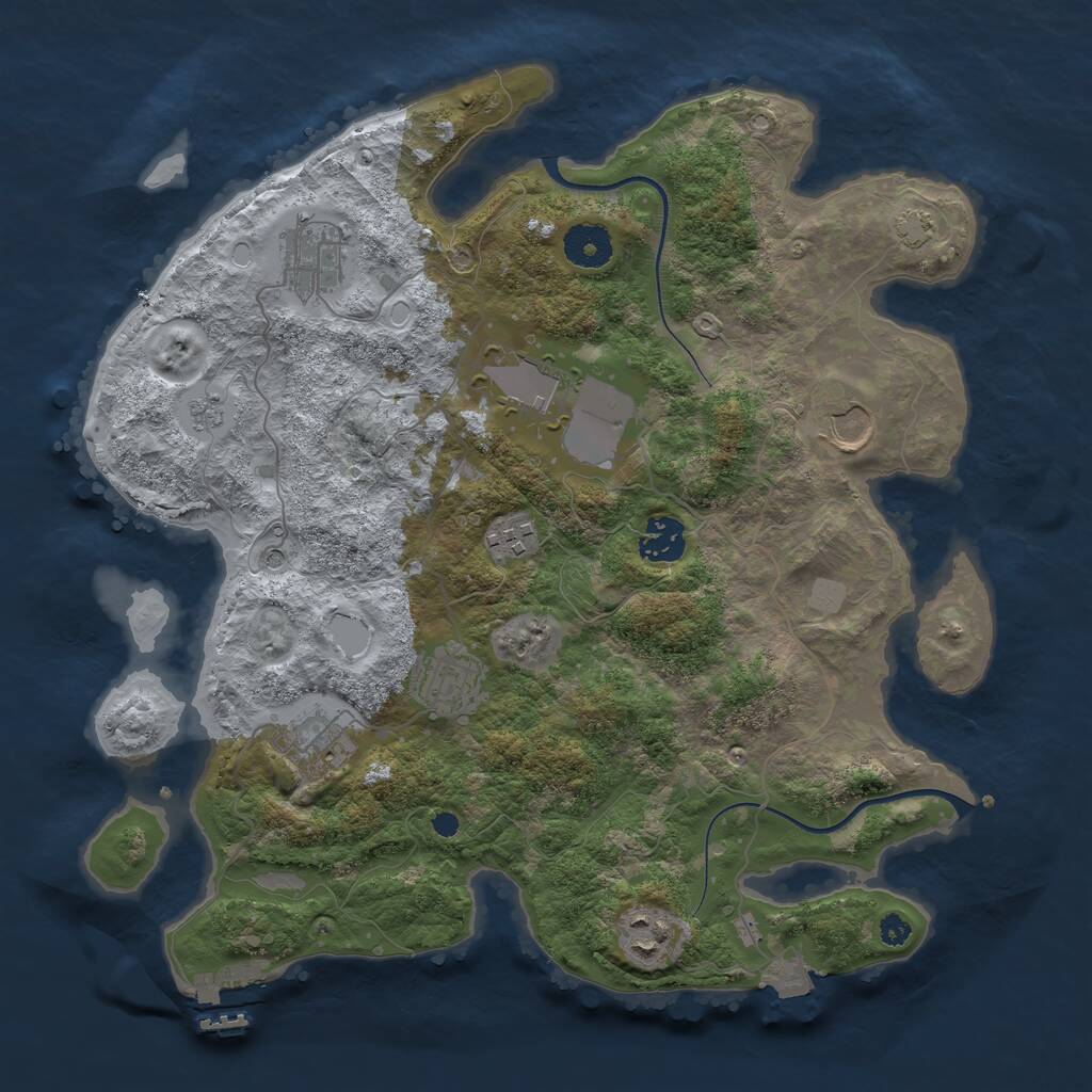 Rust Map: Procedural Map, Size: 3500, Seed: 271447, 13 Monuments