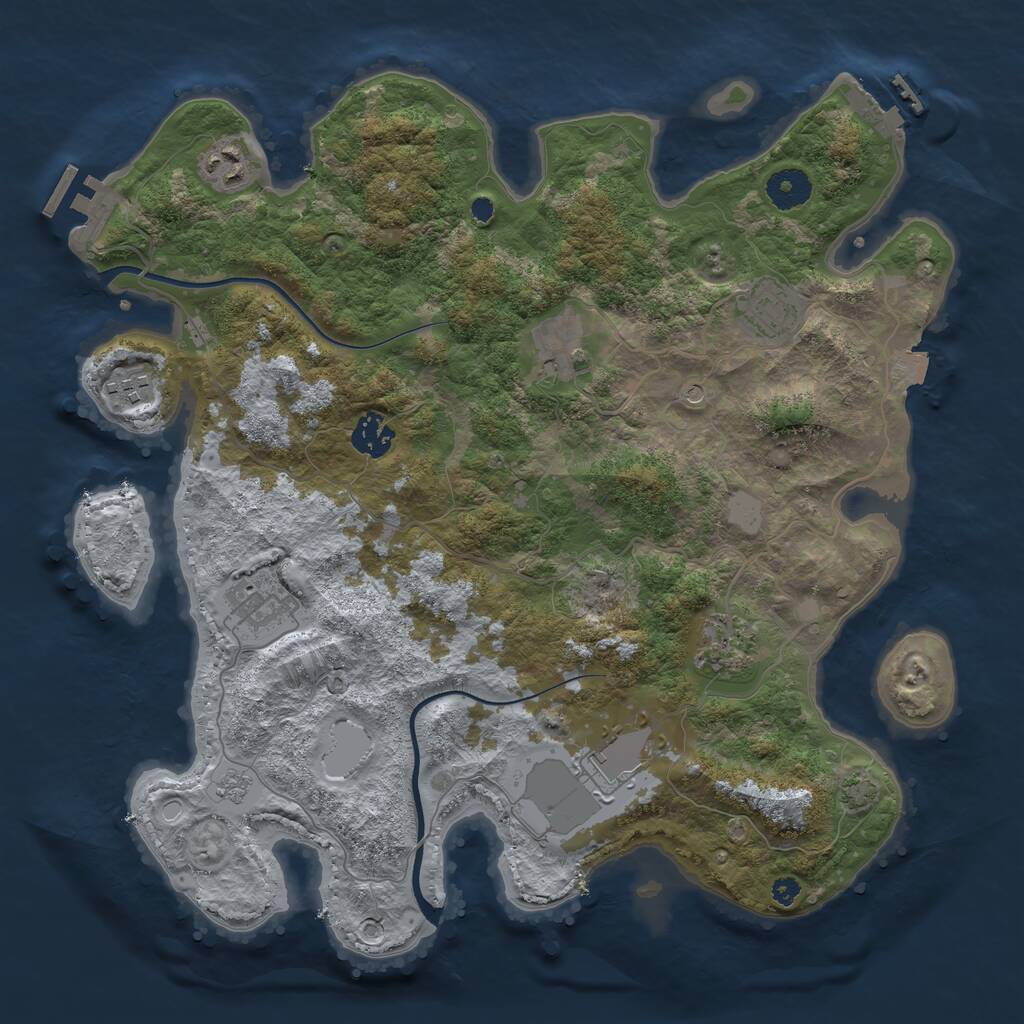 Rust Map: Procedural Map, Size: 3650, Seed: 1998, 14 Monuments