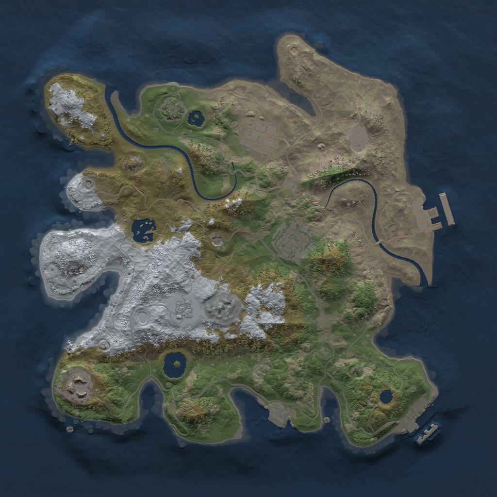 Rust Map: Procedural Map, Size: 3000, Seed: 46958, 10 Monuments