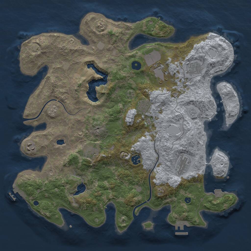 Rust Map: Procedural Map, Size: 4000, Seed: 538066294, 14 Monuments