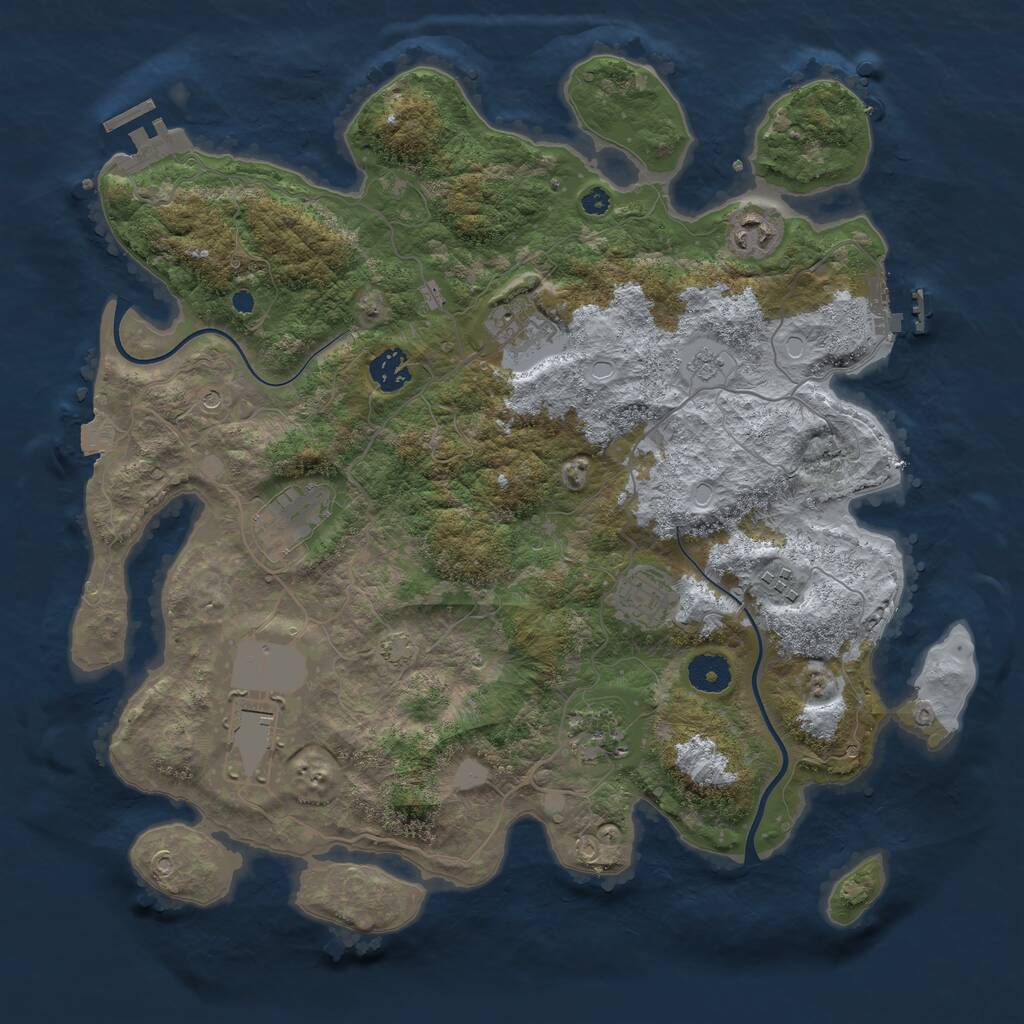 Rust Map: Procedural Map, Size: 3750, Seed: 233108812, 14 Monuments