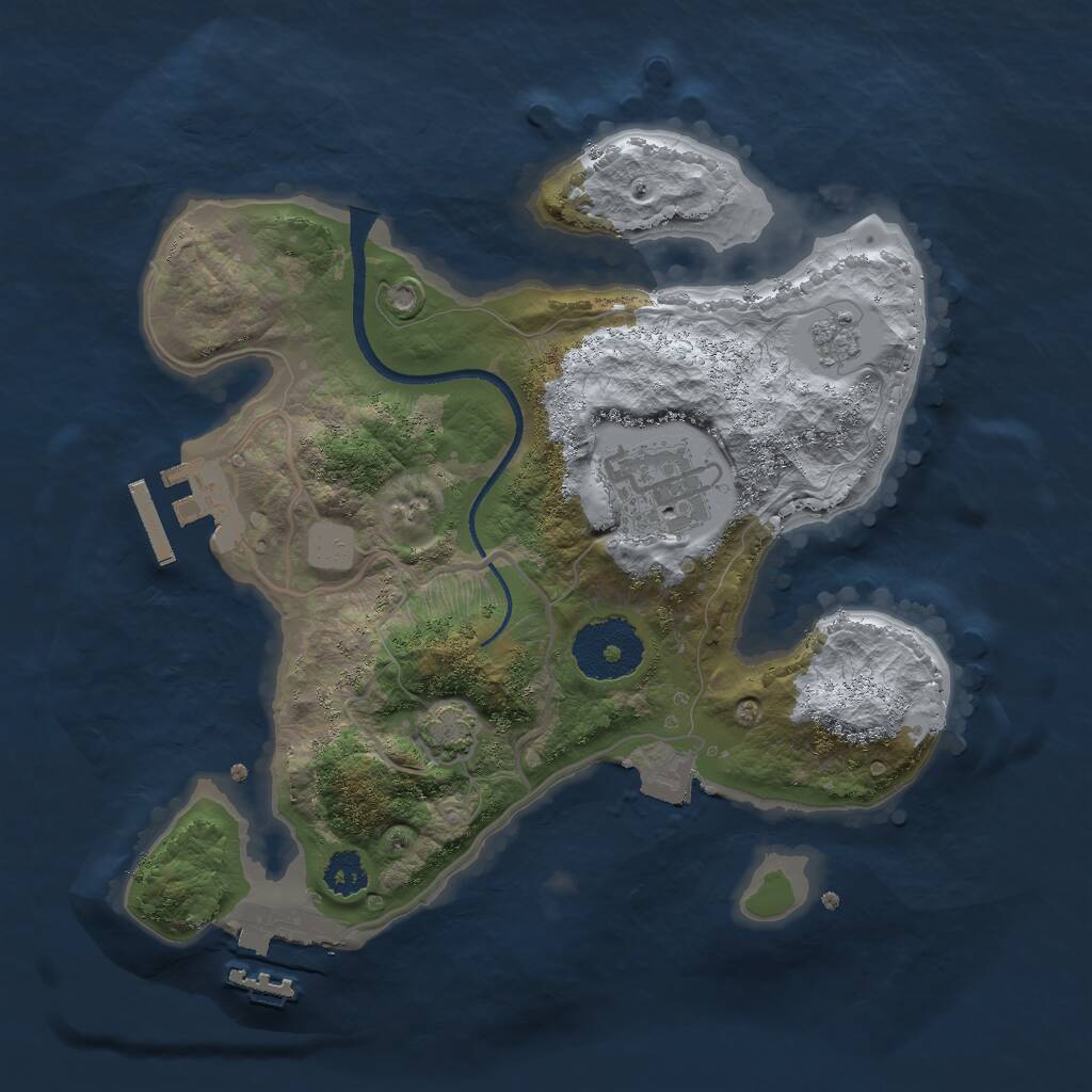 Rust Map: Procedural Map, Size: 2500, Seed: 597201, 6 Monuments