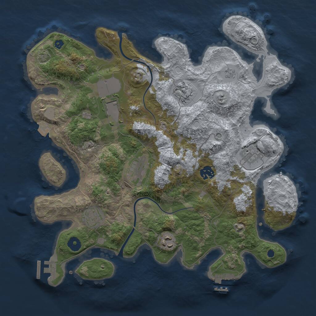 Rust Map: Procedural Map, Size: 3500, Seed: 7542183, 13 Monuments