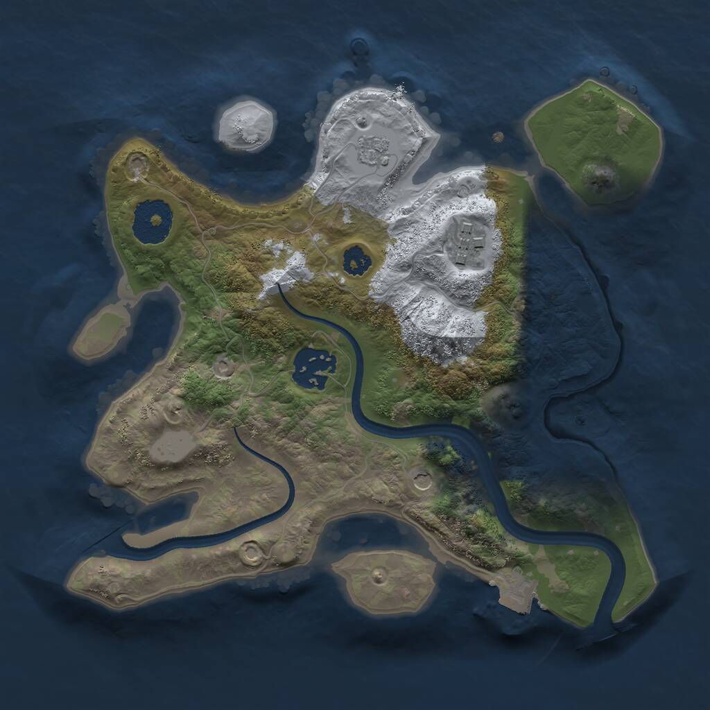 Rust Map: Procedural Map, Size: 2500, Seed: 67384, 5 Monuments