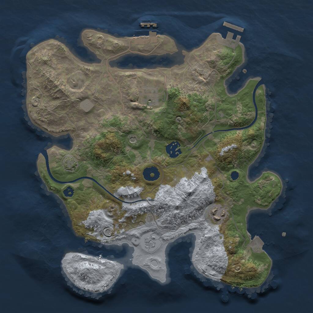 Rust Map: Procedural Map, Size: 3000, Seed: 4198652, 9 Monuments