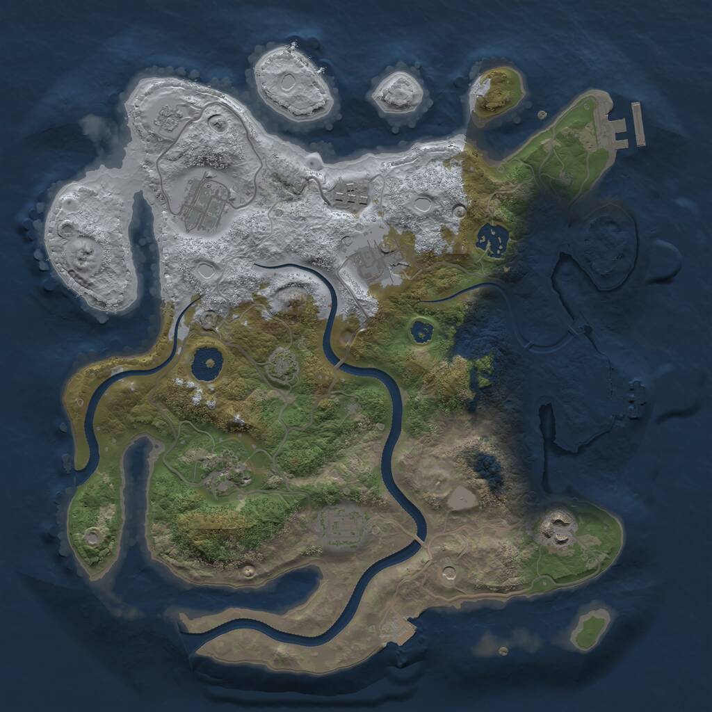 Rust Map: Procedural Map, Size: 3250, Seed: 560280178, 13 Monuments
