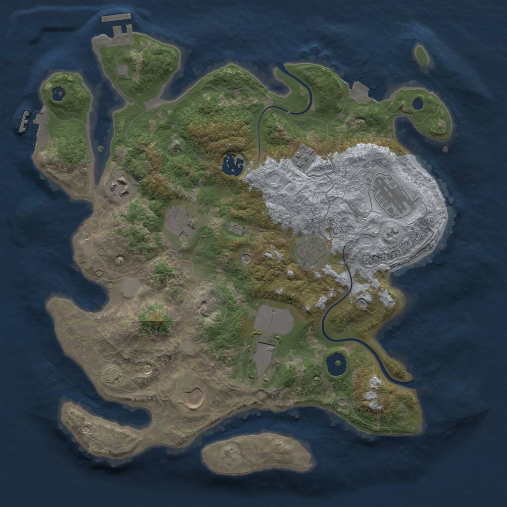 Rust Map: Procedural Map, Size: 3500, Seed: 1051130780, 13 Monuments
