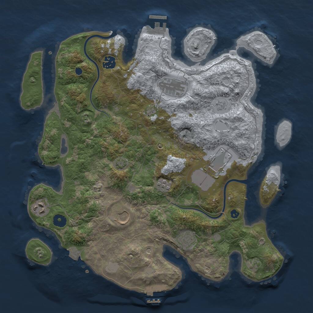 Rust Map: Procedural Map, Size: 3600, Seed: 8032025, 13 Monuments
